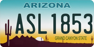 AZ license plate ASL1853
