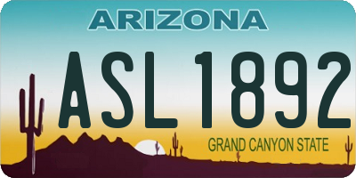 AZ license plate ASL1892