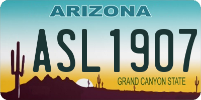 AZ license plate ASL1907