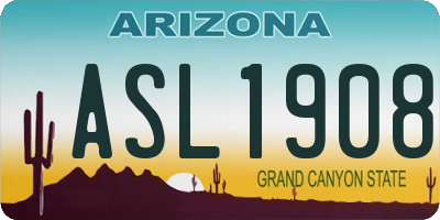 AZ license plate ASL1908