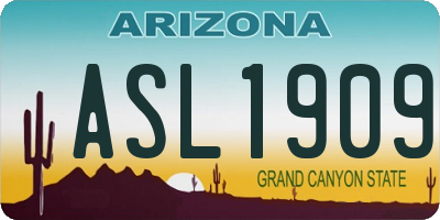 AZ license plate ASL1909