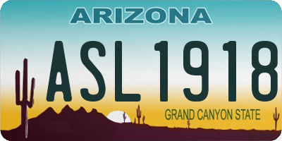 AZ license plate ASL1918