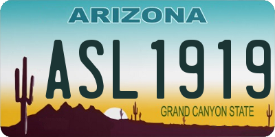 AZ license plate ASL1919