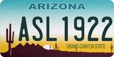 AZ license plate ASL1922