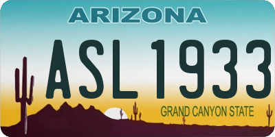 AZ license plate ASL1933