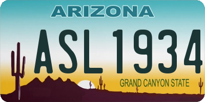 AZ license plate ASL1934
