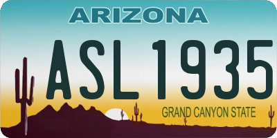 AZ license plate ASL1935