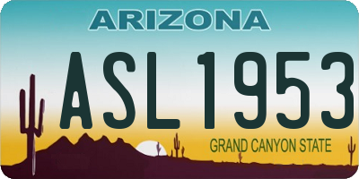 AZ license plate ASL1953