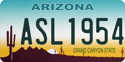 AZ license plate ASL1954