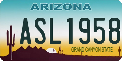 AZ license plate ASL1958