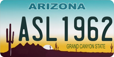 AZ license plate ASL1962