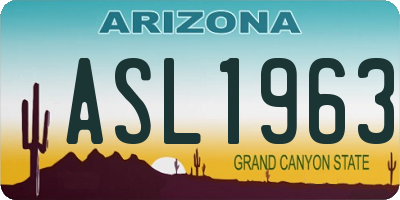 AZ license plate ASL1963