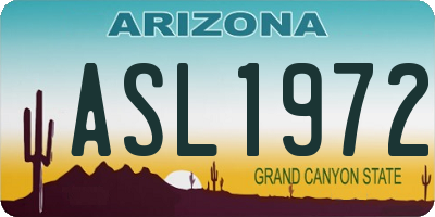 AZ license plate ASL1972