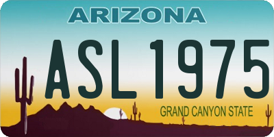 AZ license plate ASL1975