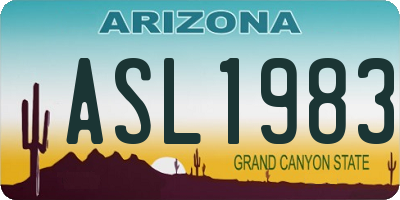 AZ license plate ASL1983