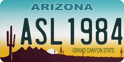 AZ license plate ASL1984