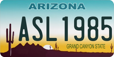 AZ license plate ASL1985