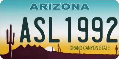 AZ license plate ASL1992