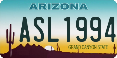 AZ license plate ASL1994