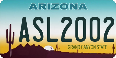 AZ license plate ASL2002