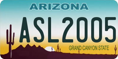 AZ license plate ASL2005