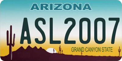 AZ license plate ASL2007