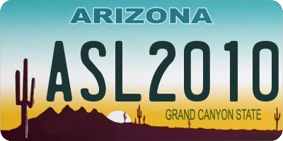 AZ license plate ASL2010
