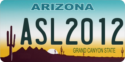 AZ license plate ASL2012