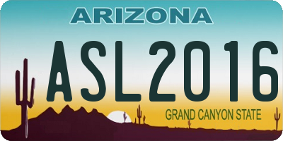 AZ license plate ASL2016