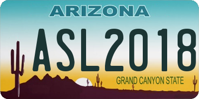 AZ license plate ASL2018