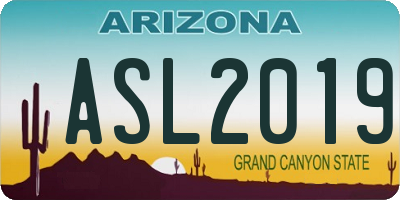 AZ license plate ASL2019