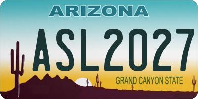 AZ license plate ASL2027