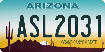 AZ license plate ASL2031