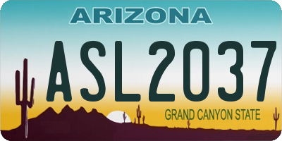 AZ license plate ASL2037
