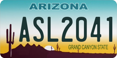 AZ license plate ASL2041
