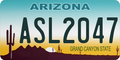 AZ license plate ASL2047