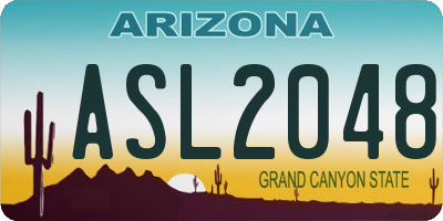 AZ license plate ASL2048