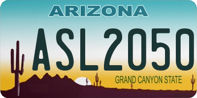 AZ license plate ASL2050
