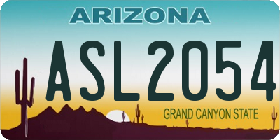 AZ license plate ASL2054