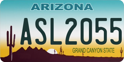 AZ license plate ASL2055