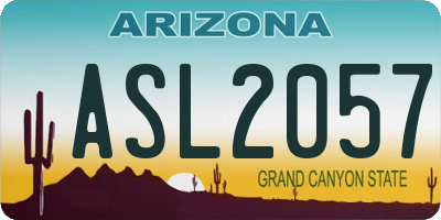 AZ license plate ASL2057