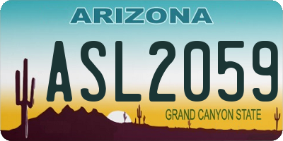 AZ license plate ASL2059