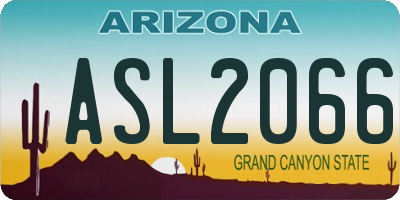AZ license plate ASL2066