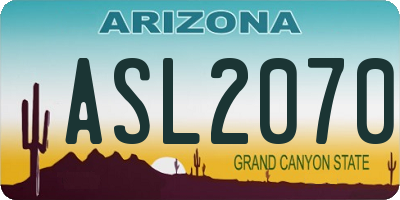 AZ license plate ASL2070