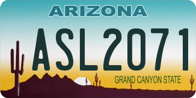 AZ license plate ASL2071