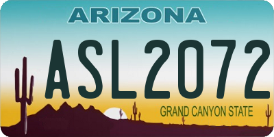 AZ license plate ASL2072
