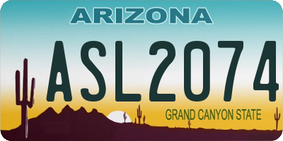 AZ license plate ASL2074