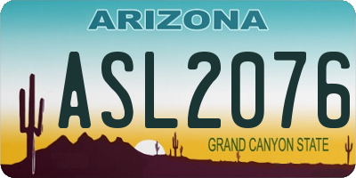 AZ license plate ASL2076