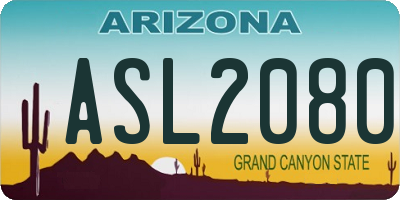AZ license plate ASL2080