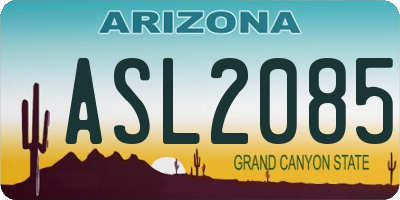 AZ license plate ASL2085